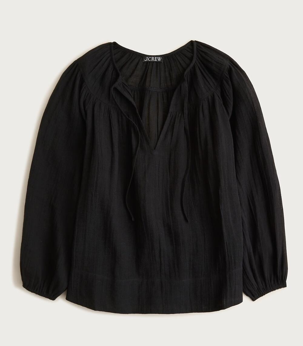 J Crew Hampton Linen Tunic Top M Black NWT Blouse Shirt Coastal Resort